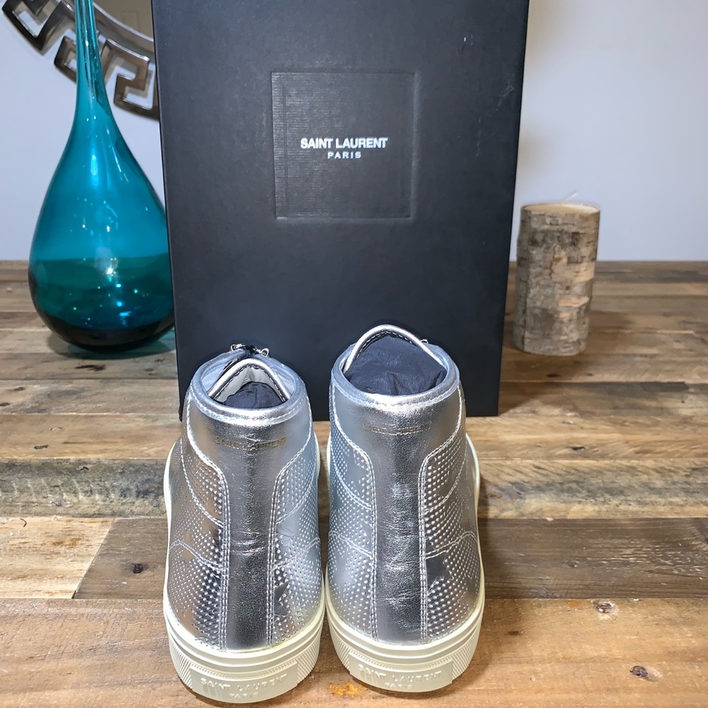 Saint Laurent Metallic w/Stars Hi Top Sneakers - Picture 7 of 8